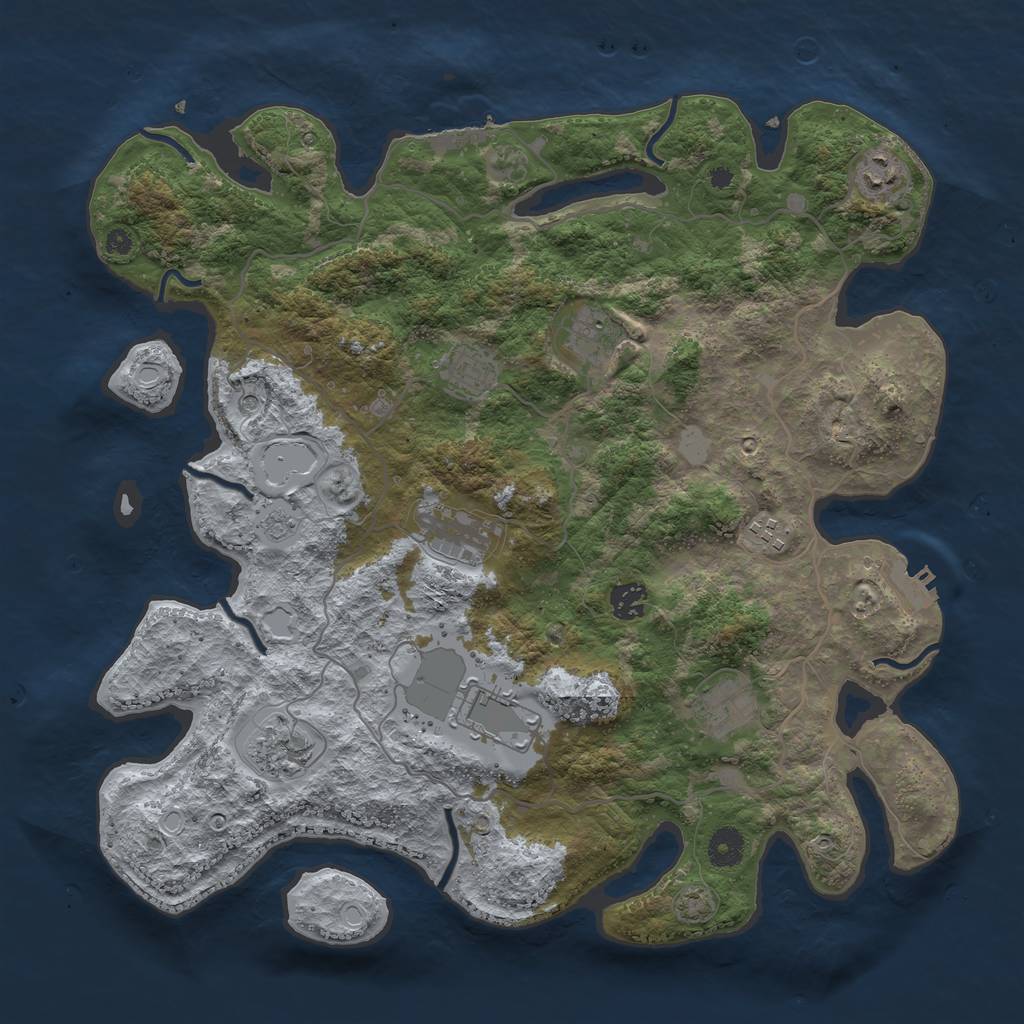 Rust Map: Procedural Map, Size: 4000, Seed: 4780042, 17 Monuments