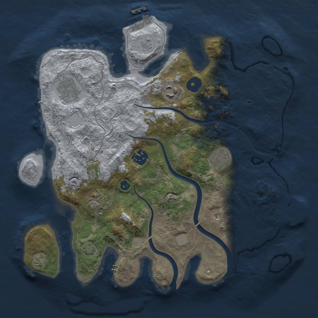 Rust Map: Procedural Map, Size: 3250, Seed: 759983501, 11 Monuments