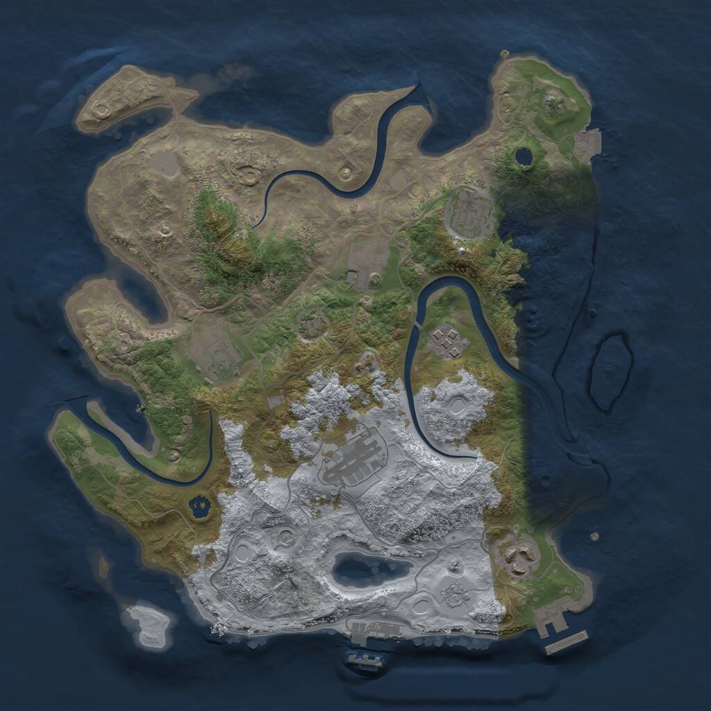 Rust Map: Procedural Map, Size: 3250, Seed: 354989545, 12 Monuments