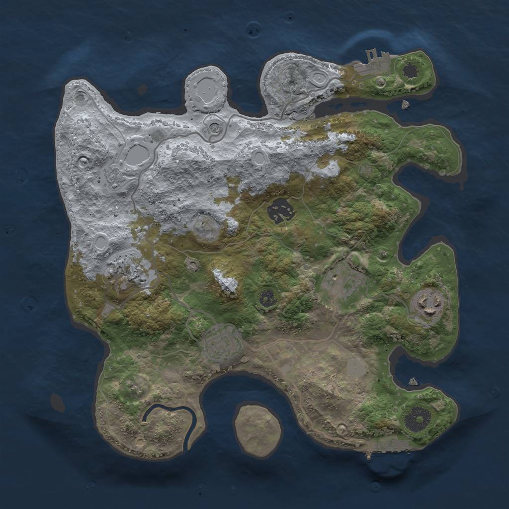 Rust Map: Procedural Map, Size: 3000, Seed: 638181161, 12 Monuments