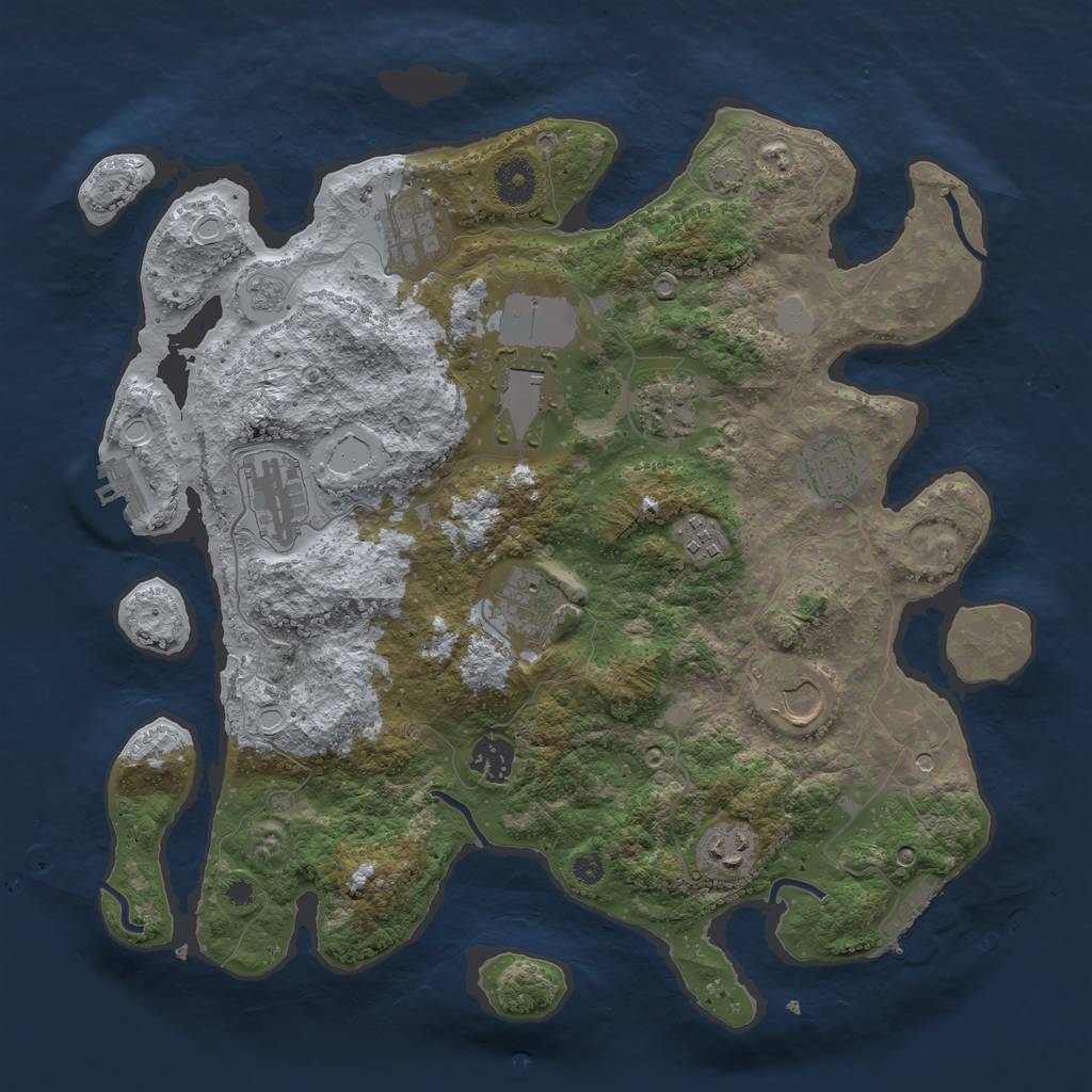 Rust Map: Procedural Map, Size: 3700, Seed: 1280091112, 18 Monuments
