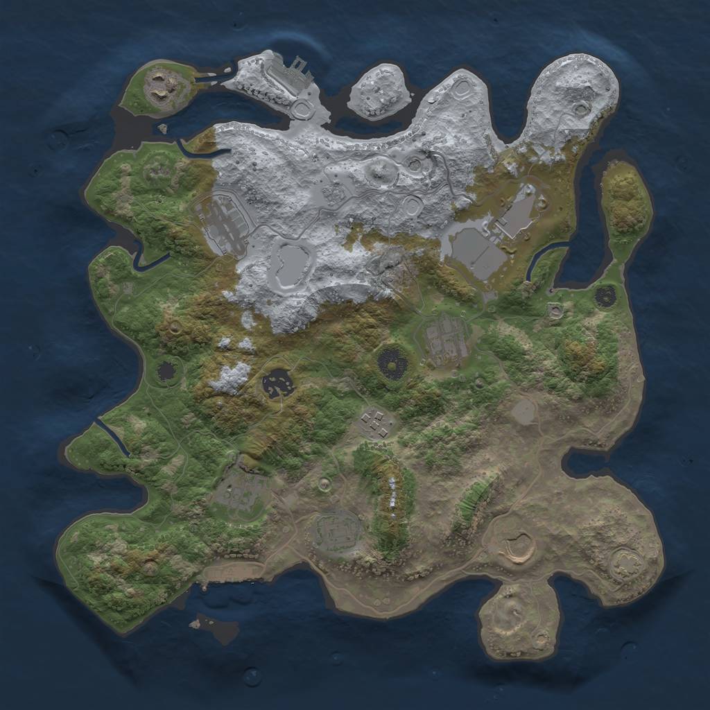 Rust Map: Procedural Map, Size: 3500, Seed: 22905099, 17 Monuments