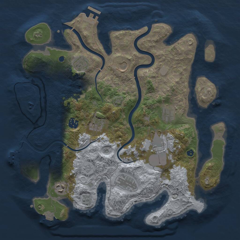 Rust Map: Procedural Map, Size: 3500, Seed: 5251134, 15 Monuments