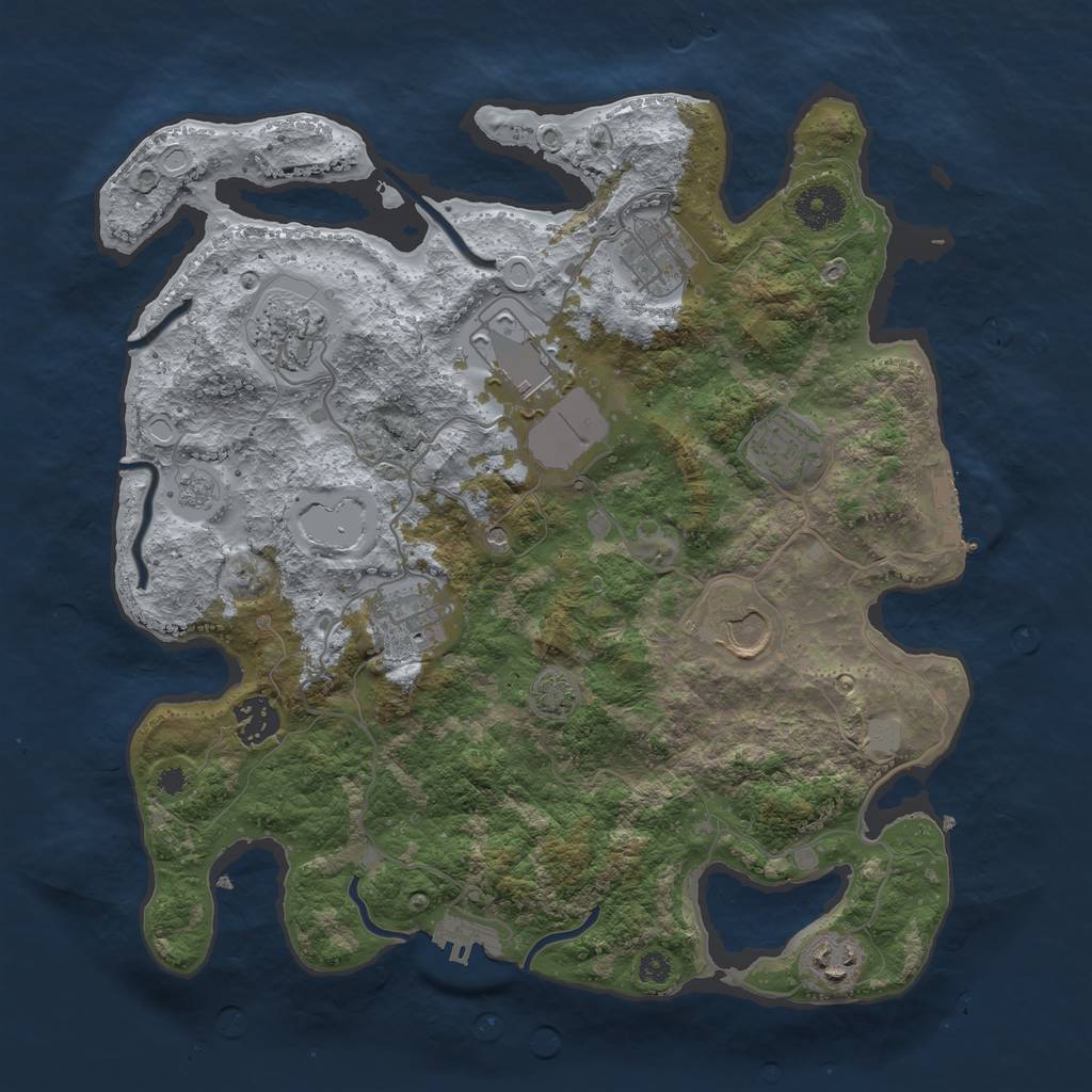 Rust Map: Procedural Map, Size: 3500, Seed: 1506, 16 Monuments