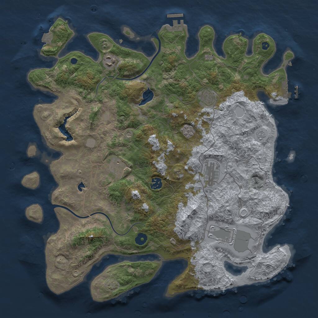 Rust Map: Procedural Map, Size: 4000, Seed: 2043267616, 13 Monuments