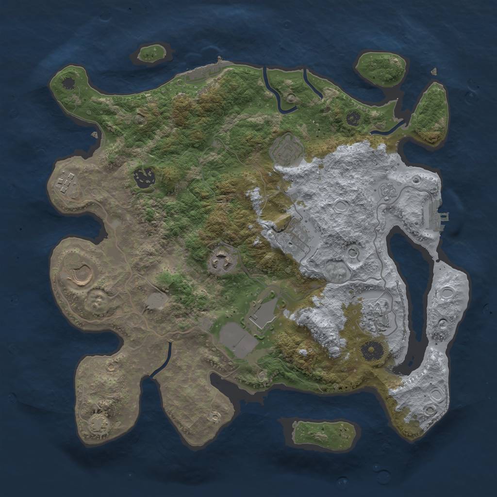 Rust Map: Procedural Map, Size: 3500, Seed: 556045623, 16 Monuments