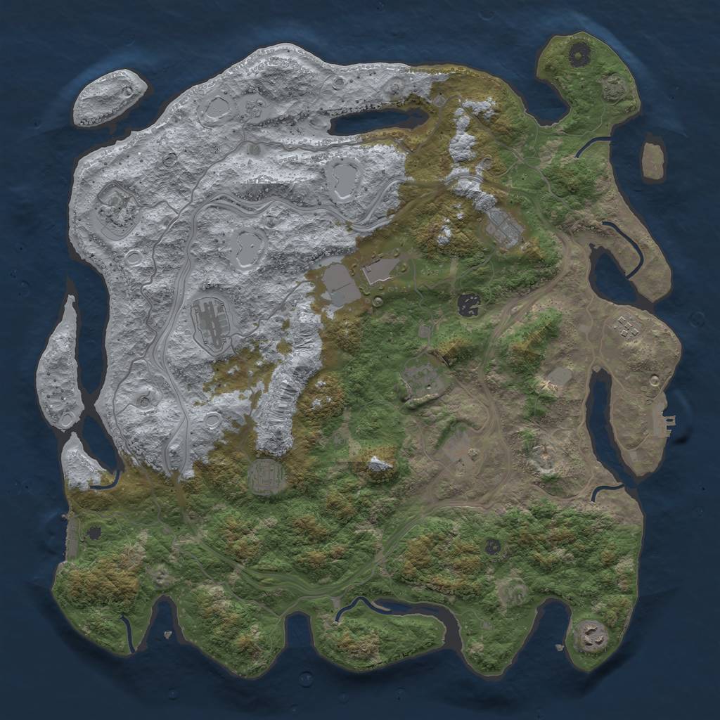 Rust Map: Procedural Map, Size: 4500, Seed: 1340220786, 18 Monuments