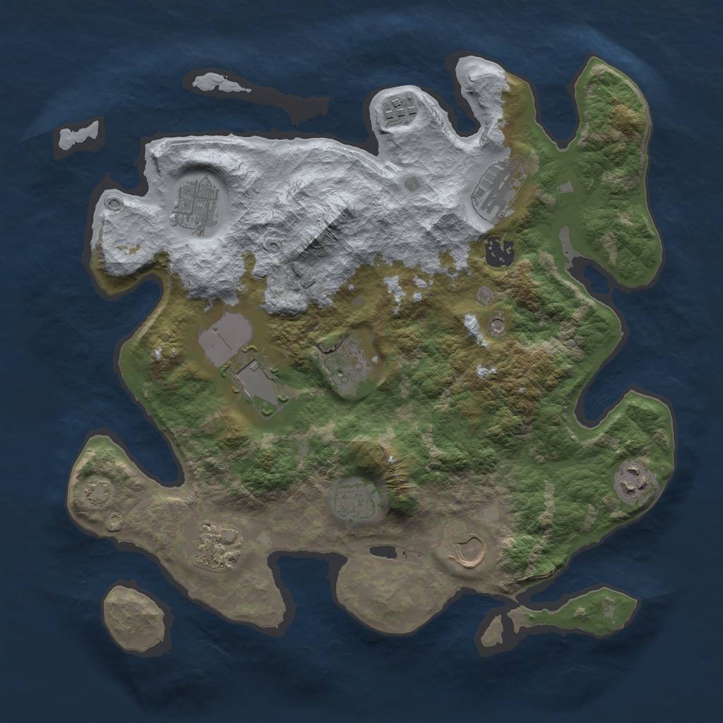 Rust Map: Barren, Size: 3500, Seed: 17534431, 14 Monuments