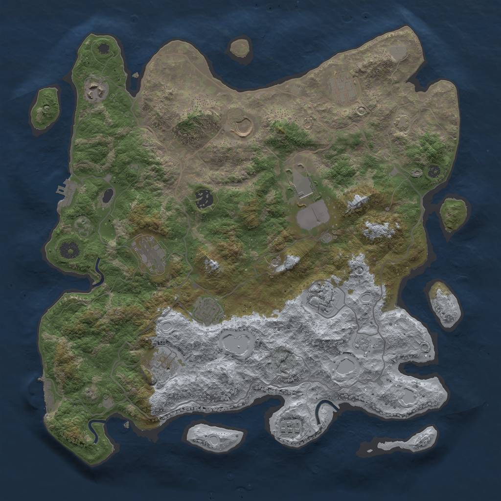 Rust Map: Procedural Map, Size: 4000, Seed: 1729542500, 18 Monuments