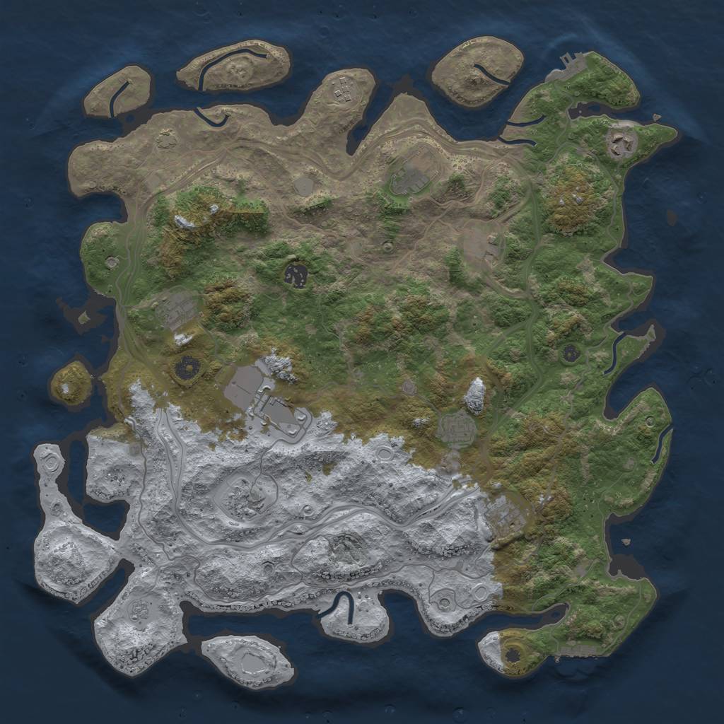 Rust Map: Procedural Map, Size: 4450, Seed: 125598, 18 Monuments