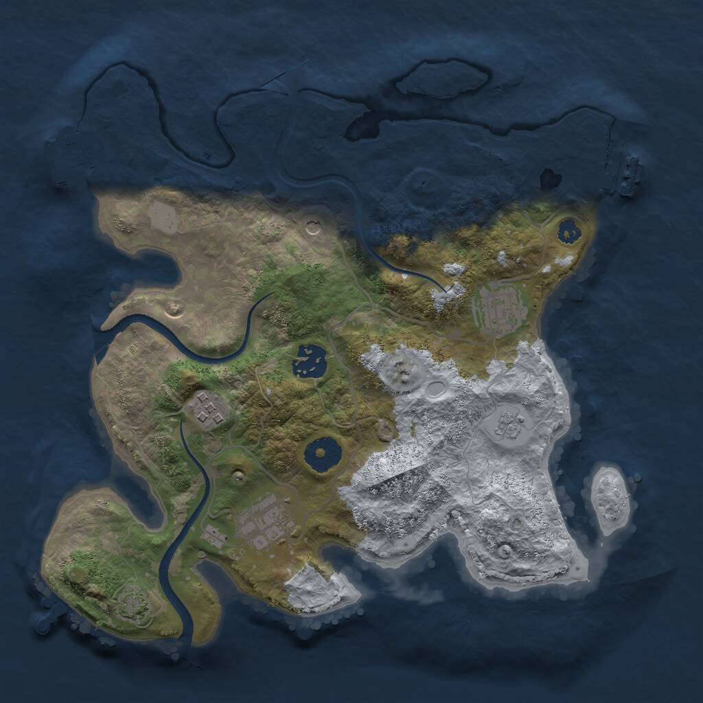 Rust Map: Procedural Map, Size: 3000, Seed: 889037371, 10 Monuments