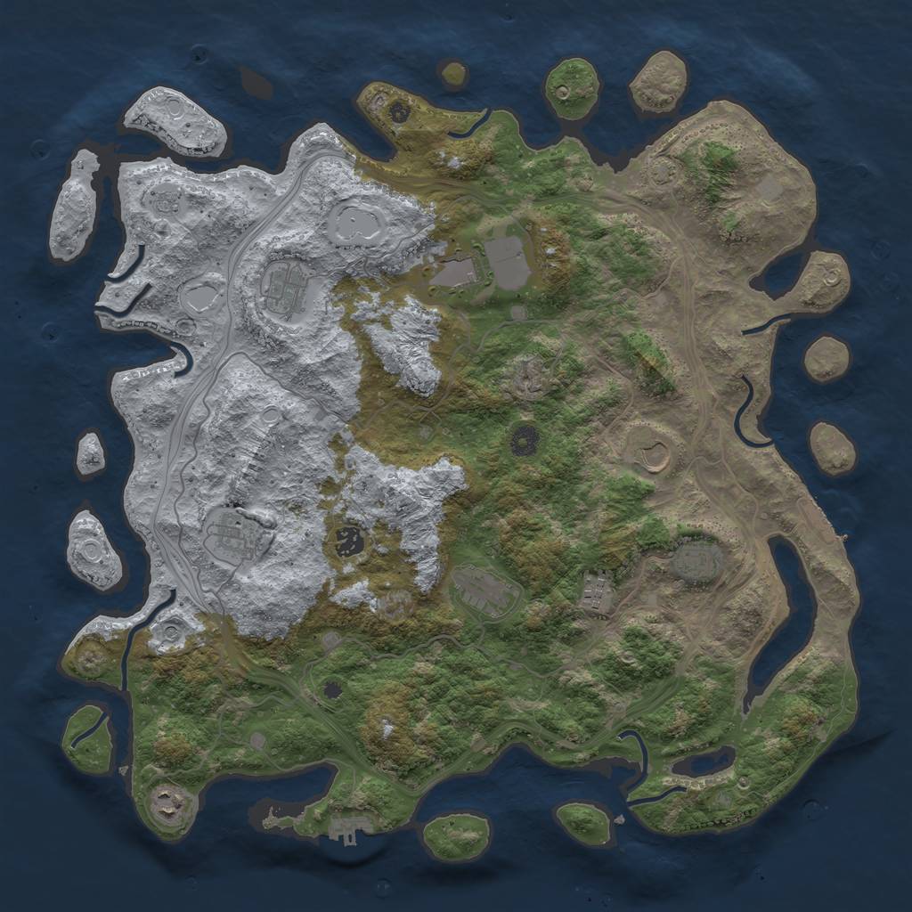 Rust Map: Procedural Map, Size: 4500, Seed: 417523841, 17 Monuments