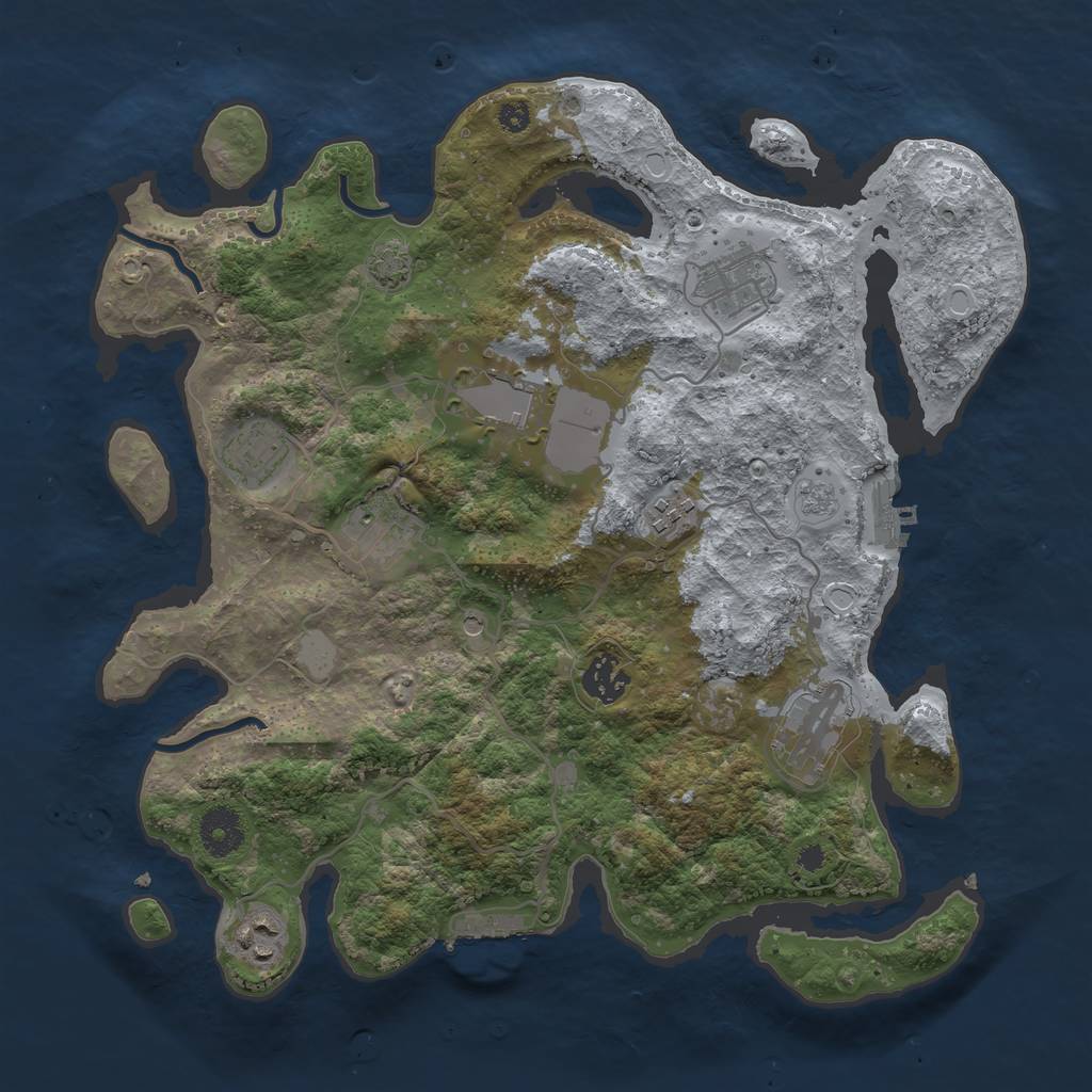 Rust Map: Procedural Map, Size: 3500, Seed: 133224725, 16 Monuments