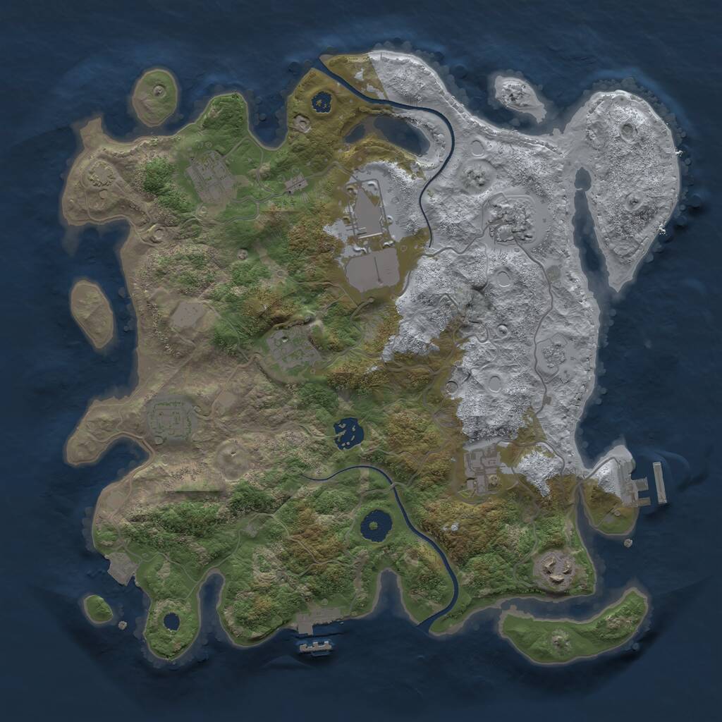 Rust Map: Procedural Map, Size: 3500, Seed: 133224725, 14 Monuments