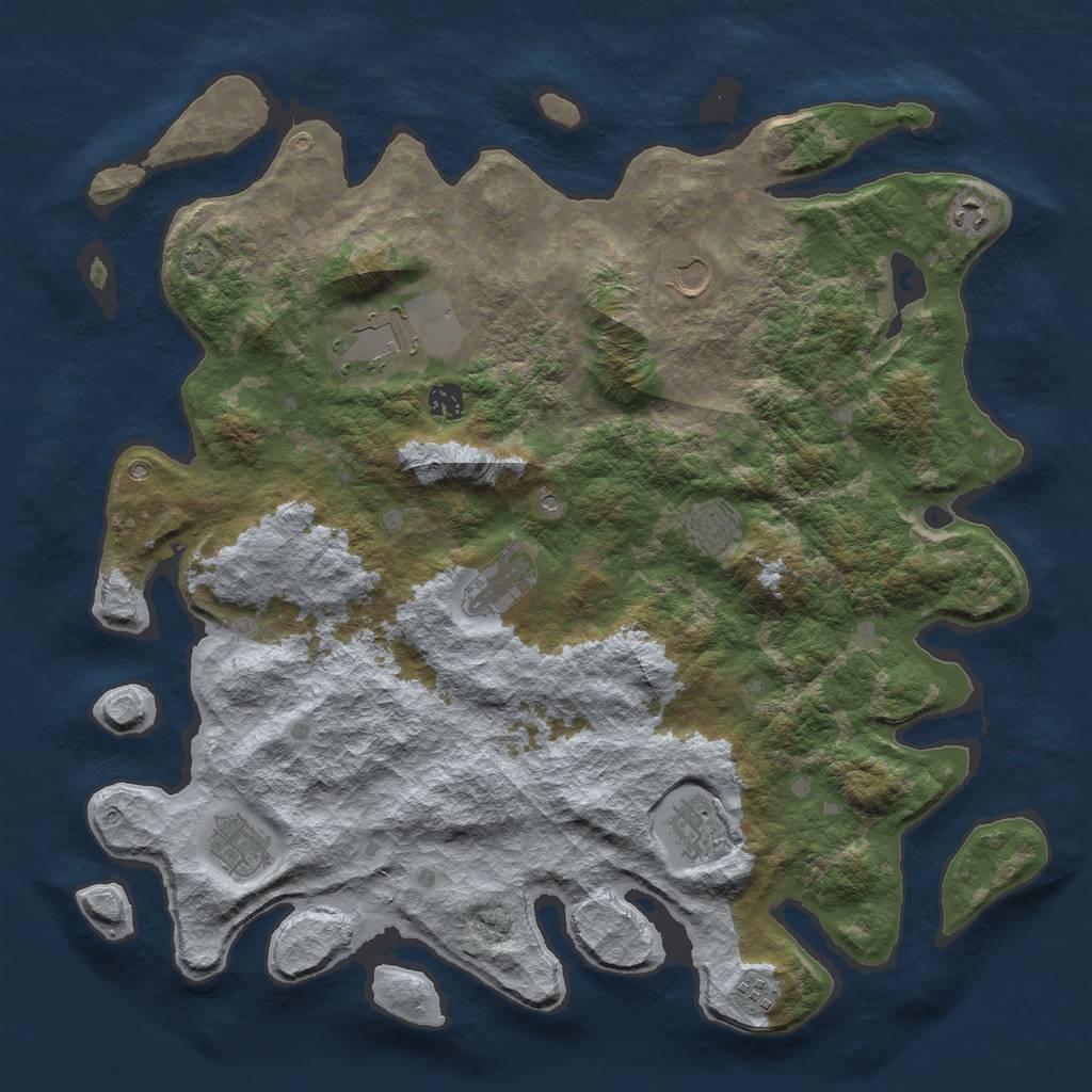 Rust Map: Barren, Size: 4400, Seed: 92309846, 13 Monuments