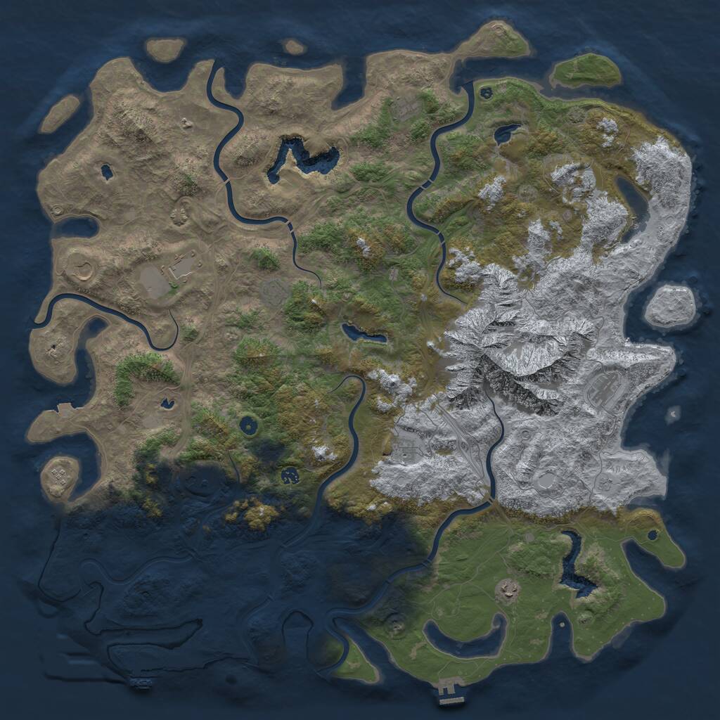 Rust Map: Procedural Map, Size: 6000, Seed: 45687, 17 Monuments