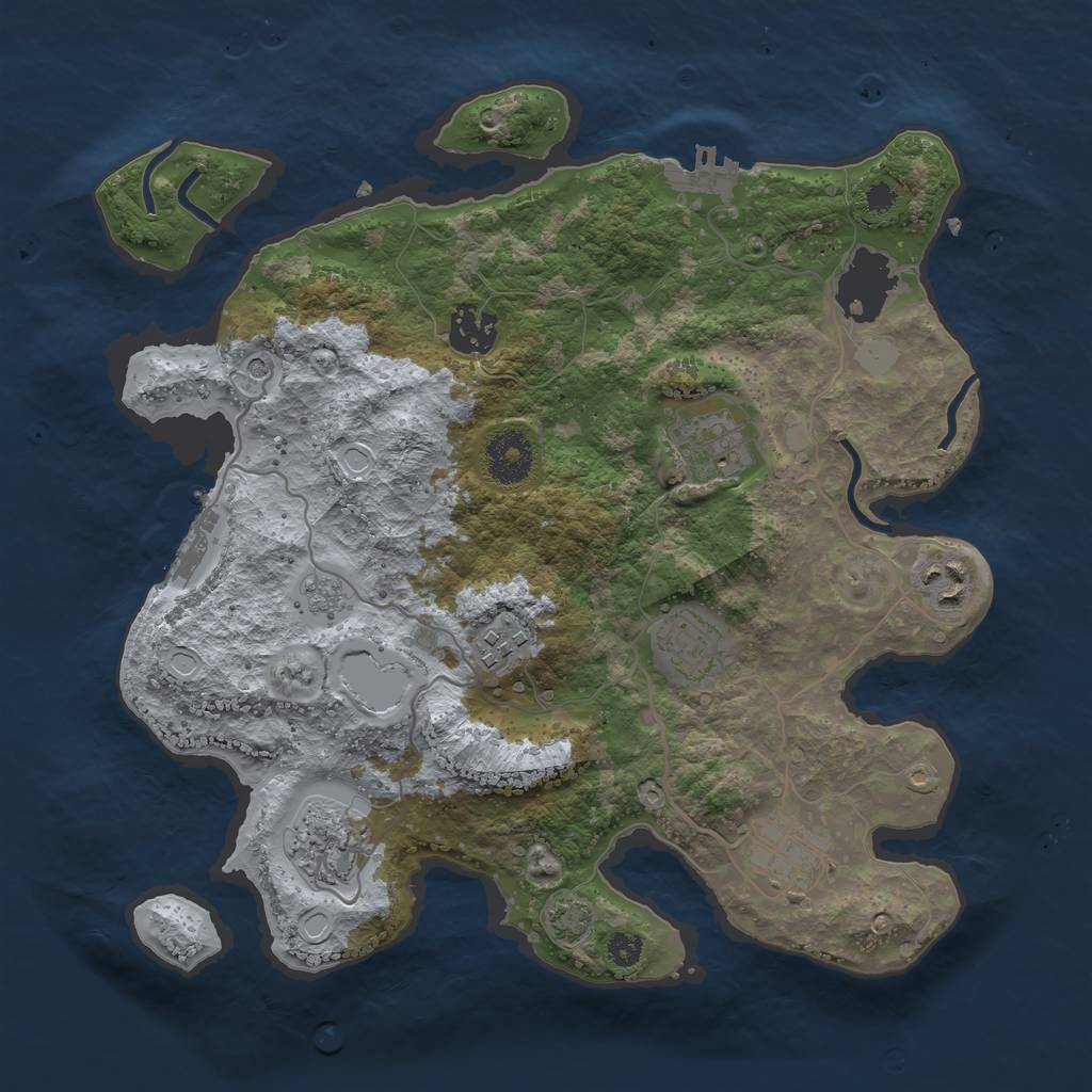 Rust Map: Procedural Map, Size: 3250, Seed: 1613217933, 15 Monuments