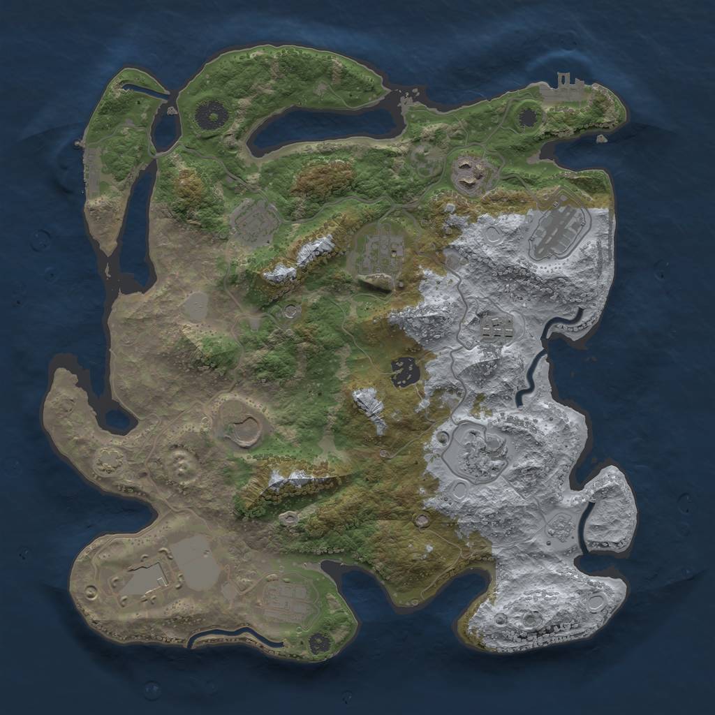 Rust Map: Procedural Map, Size: 3500, Seed: 721533113, 18 Monuments