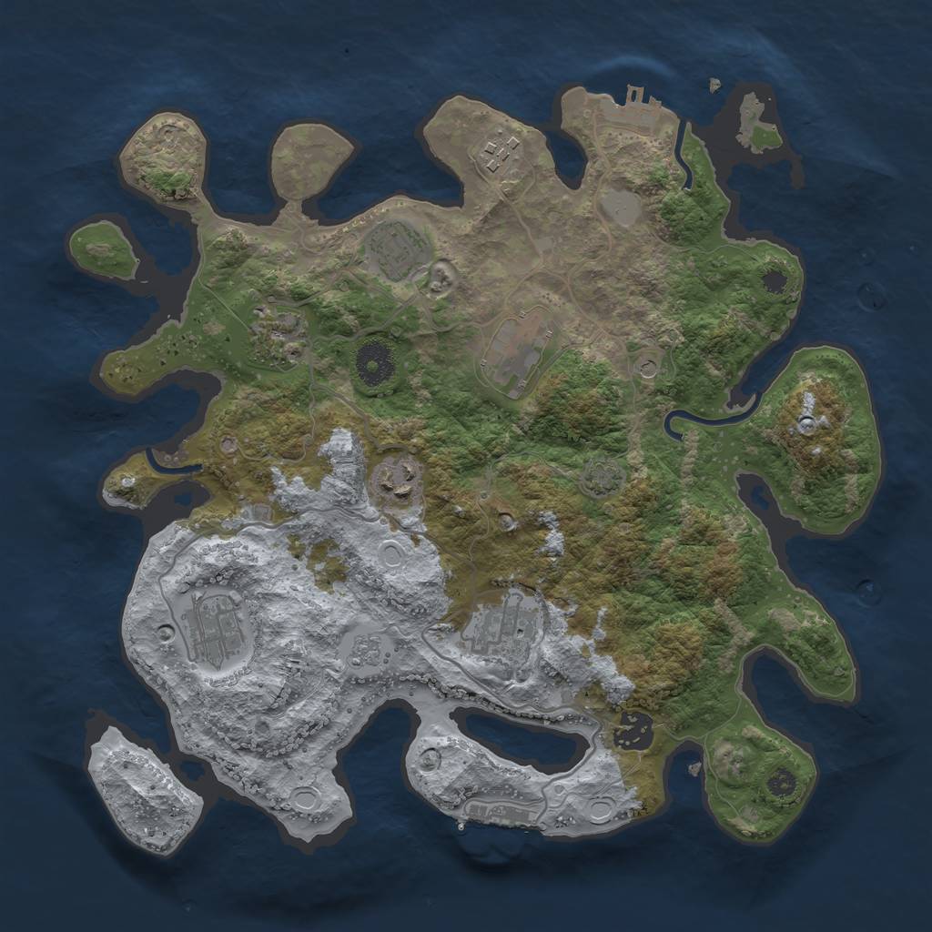 Rust Map: Procedural Map, Size: 3400, Seed: 54786634, 16 Monuments