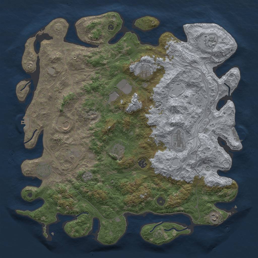 Rust Map: Procedural Map, Size: 4500, Seed: 243137, 19 Monuments