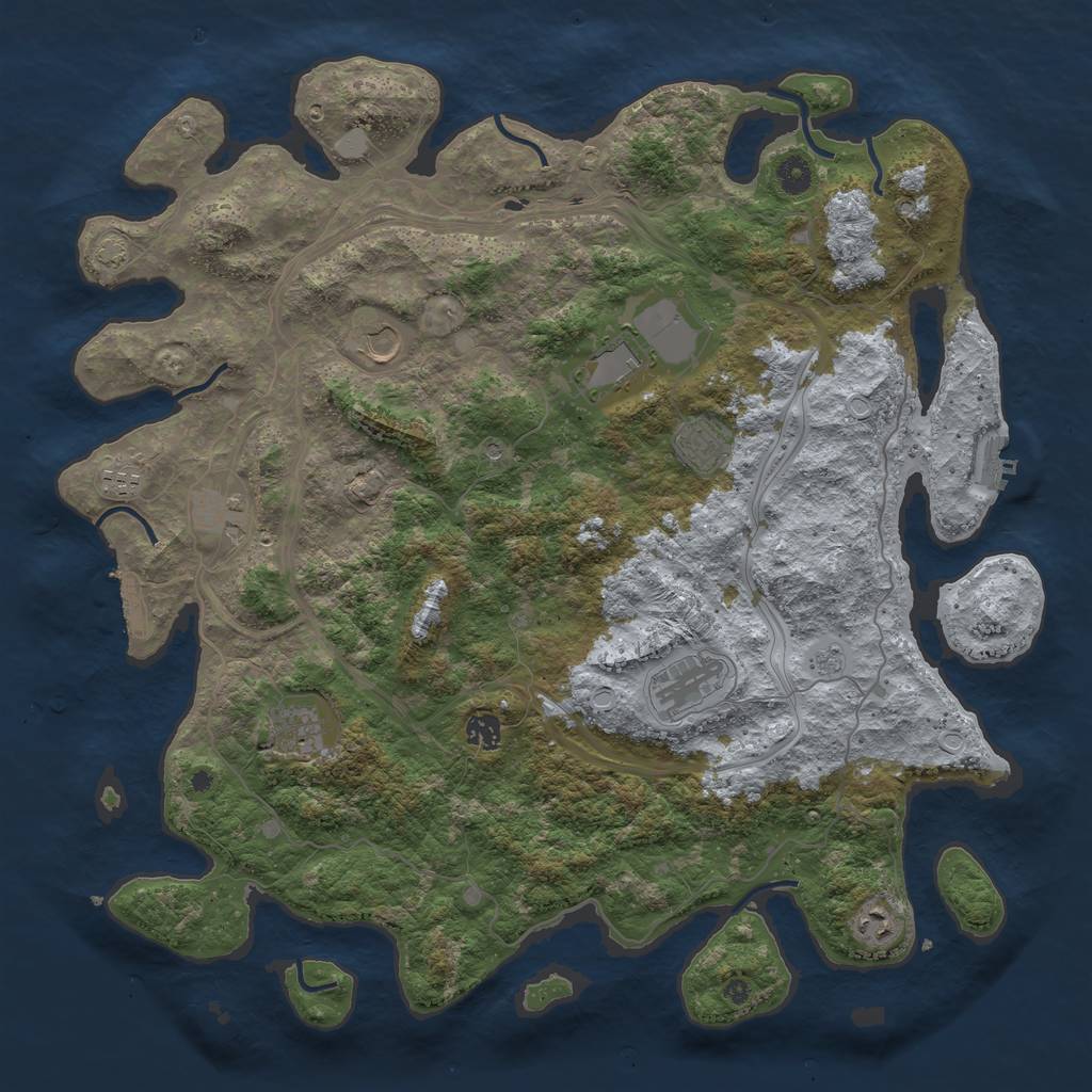 Rust Map: Procedural Map, Size: 4500, Seed: 897483546, 17 Monuments