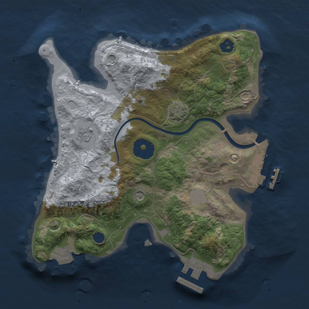 Rust Map: Procedural Map, Size: 2250, Seed: 1340220786, 6 Monuments