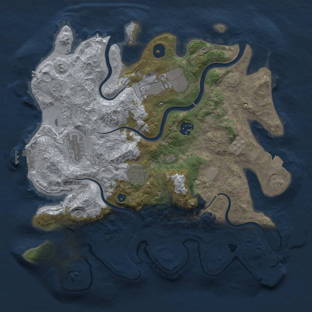 Rust Map: Procedural Map, Size: 3500, Seed: 529157106, 11 Monuments