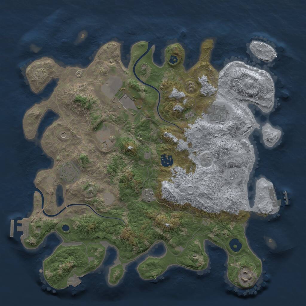 Rust Map: Procedural Map, Size: 3600, Seed: 74613441, 13 Monuments