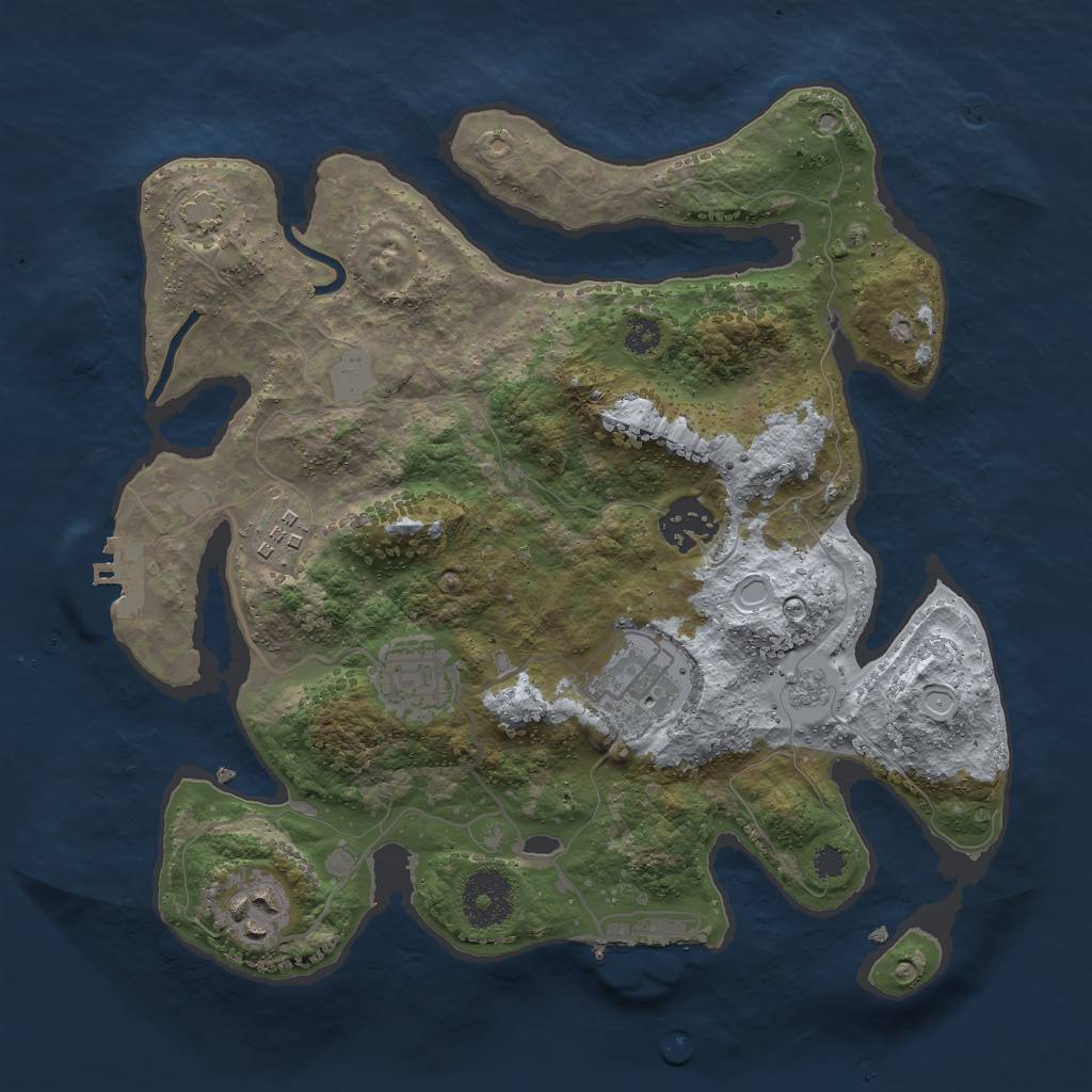 Rust Map: Procedural Map, Size: 3000, Seed: 1089043187, 12 Monuments