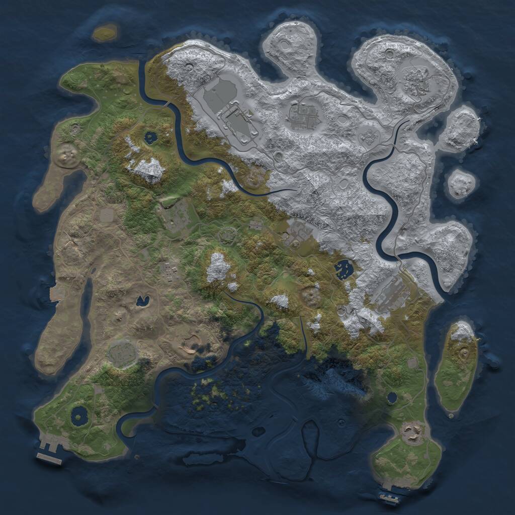 Rust Map: Procedural Map, Size: 4100, Seed: 80965686, 17 Monuments