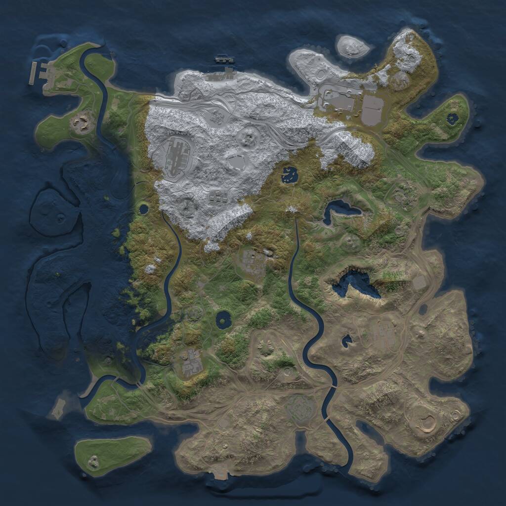 Rust Map: Procedural Map, Size: 4400, Seed: 27917031, 17 Monuments