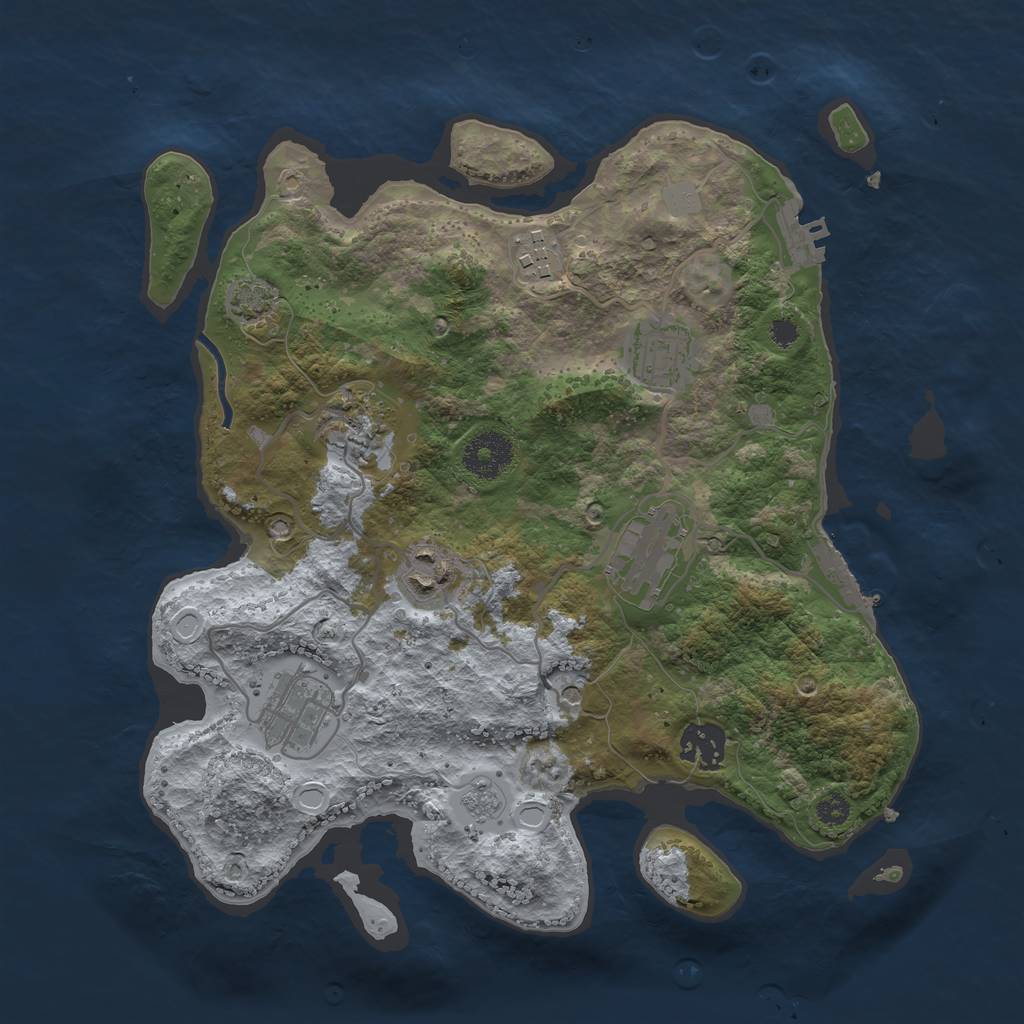 Rust Map: Procedural Map, Size: 3200, Seed: 34025, 15 Monuments