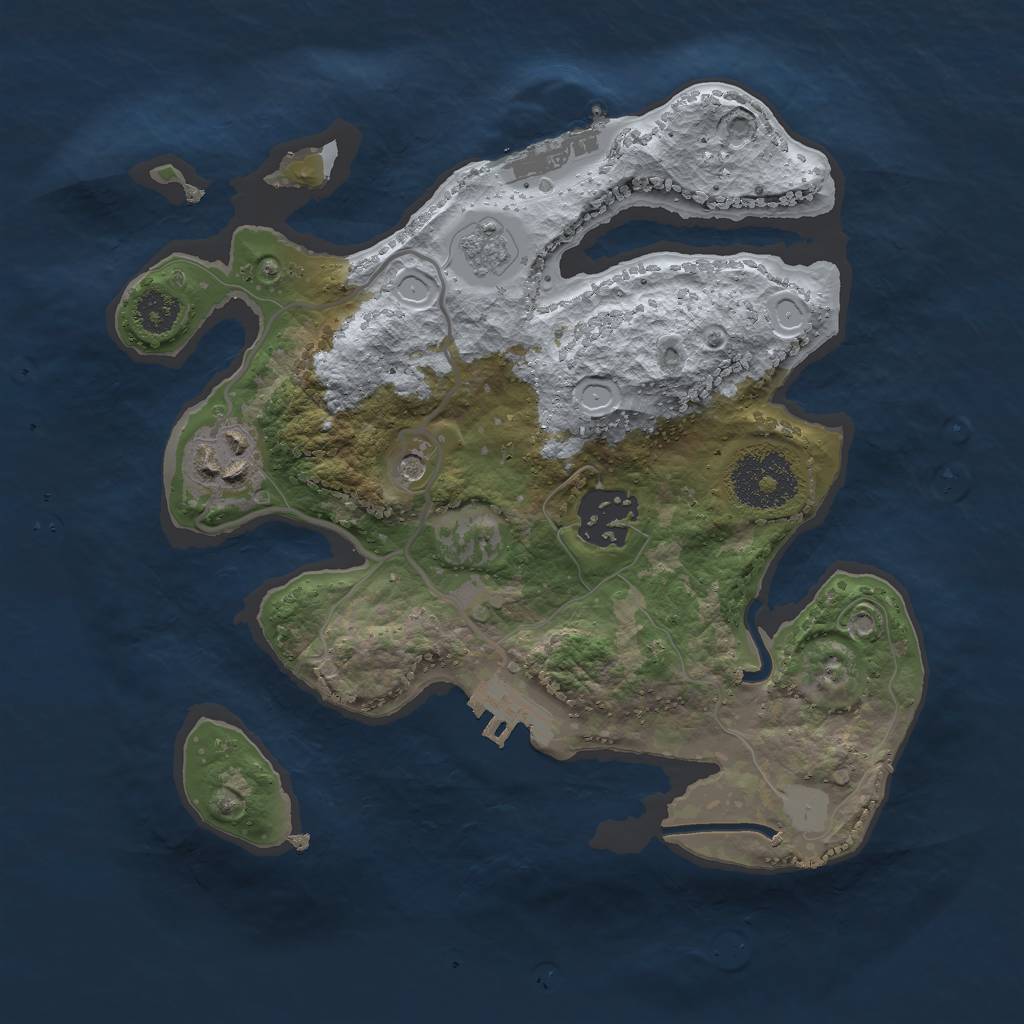 Rust Map: Procedural Map, Size: 2500, Seed: 1352635714, 9 Monuments