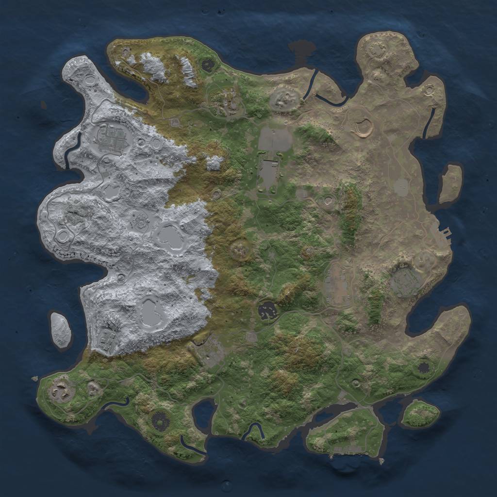 Rust Map: Procedural Map, Size: 3950, Seed: 50804521, 18 Monuments