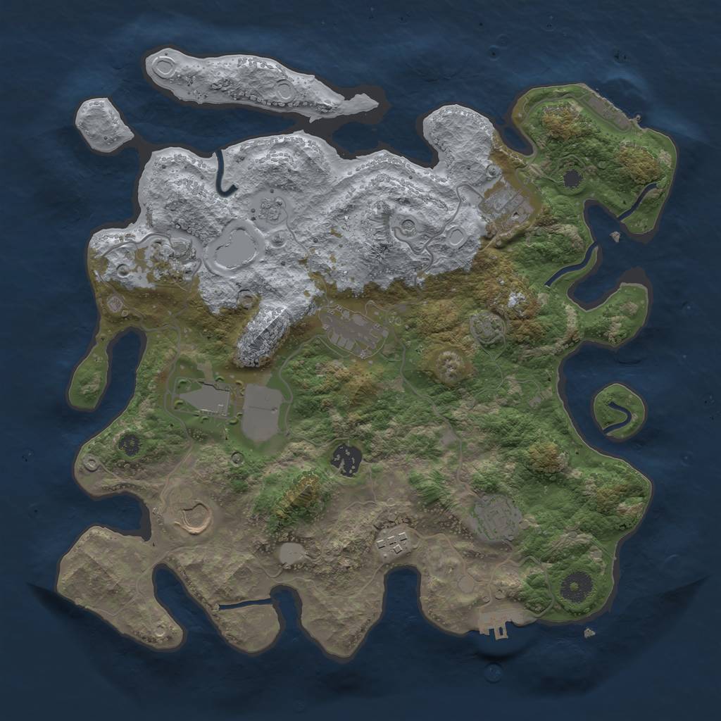 Rust Map: Procedural Map, Size: 3500, Seed: 74587586, 16 Monuments