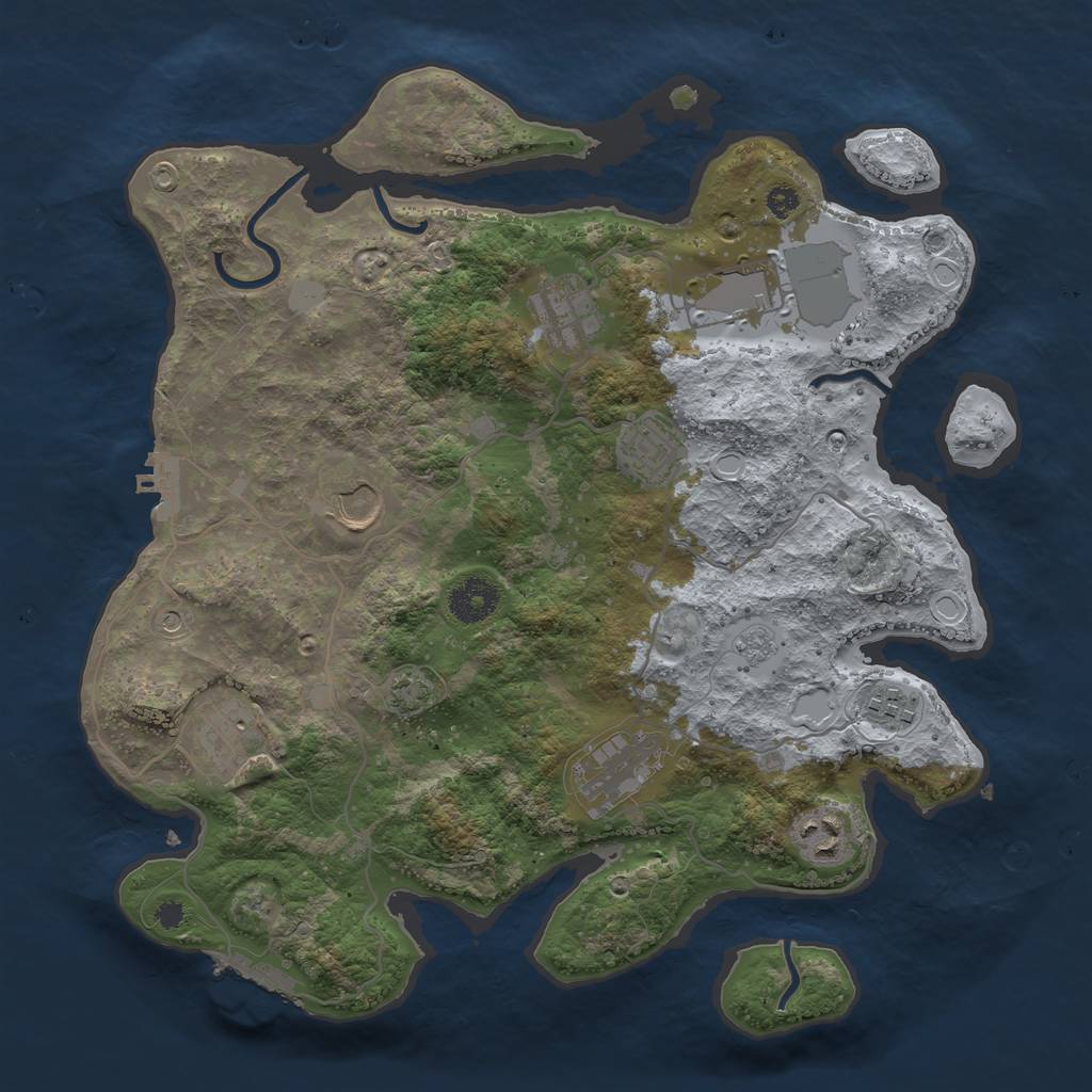 Rust Map: Procedural Map, Size: 3500, Seed: 96325198, 16 Monuments
