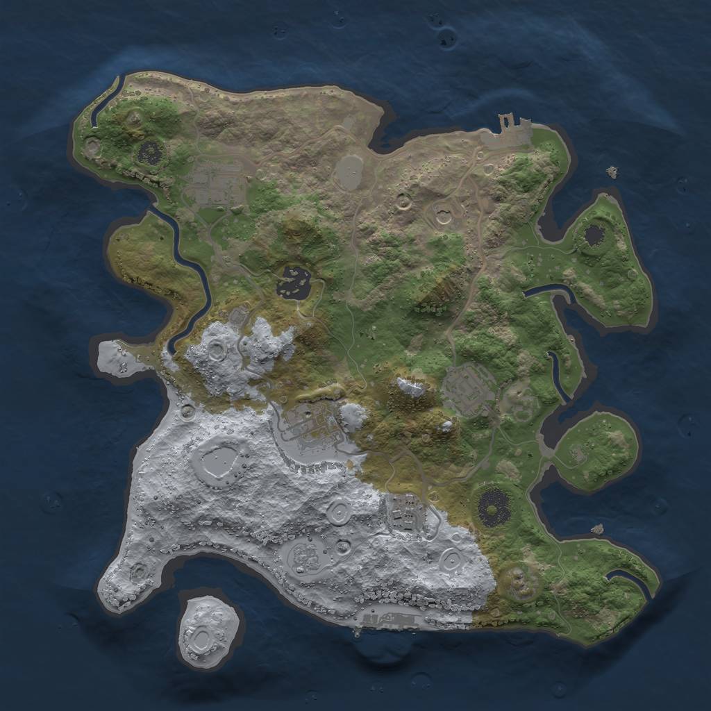 Rust Map: Procedural Map, Size: 3000, Seed: 1650987802, 12 Monuments
