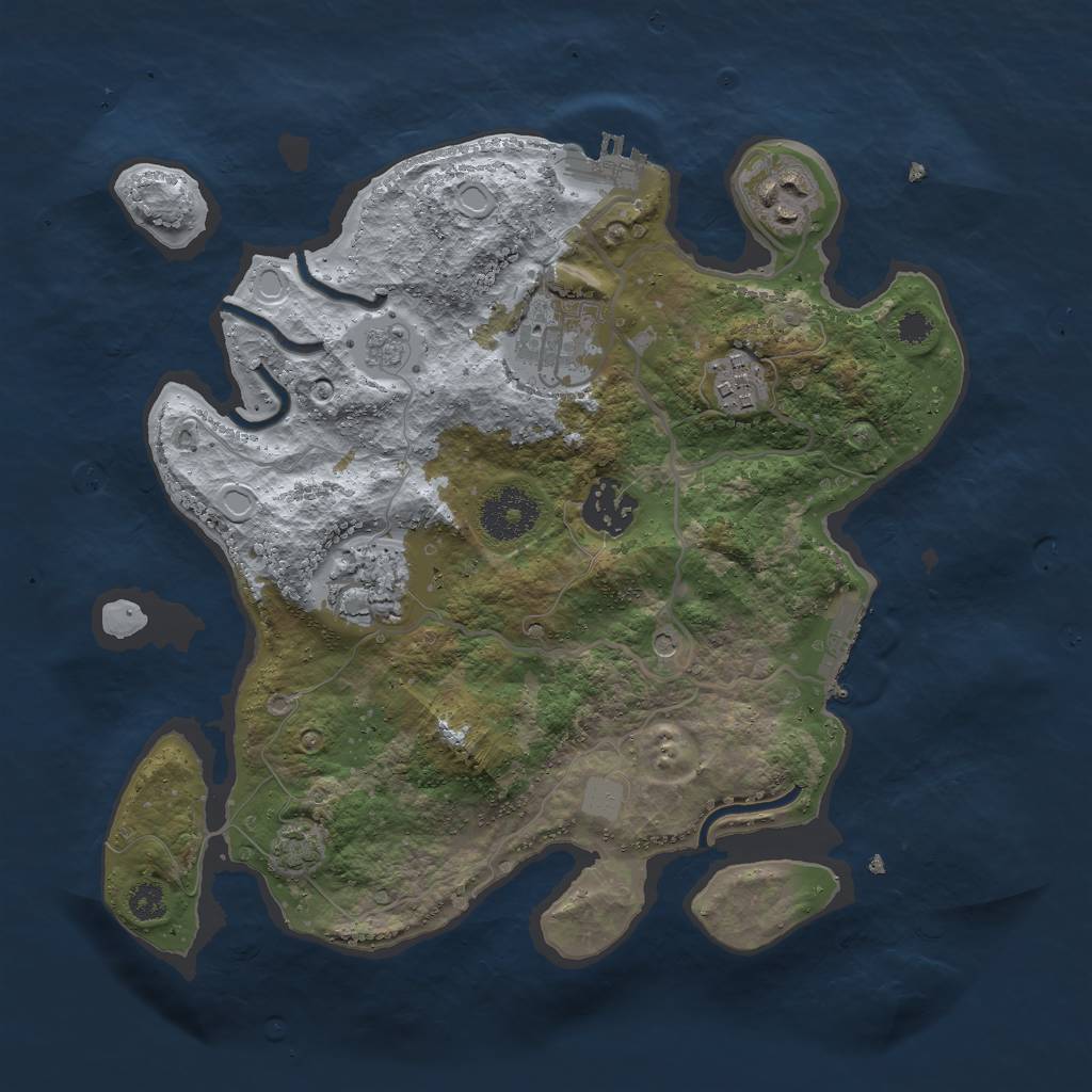 Rust Map: Procedural Map, Size: 3000, Seed: 1917420705, 13 Monuments