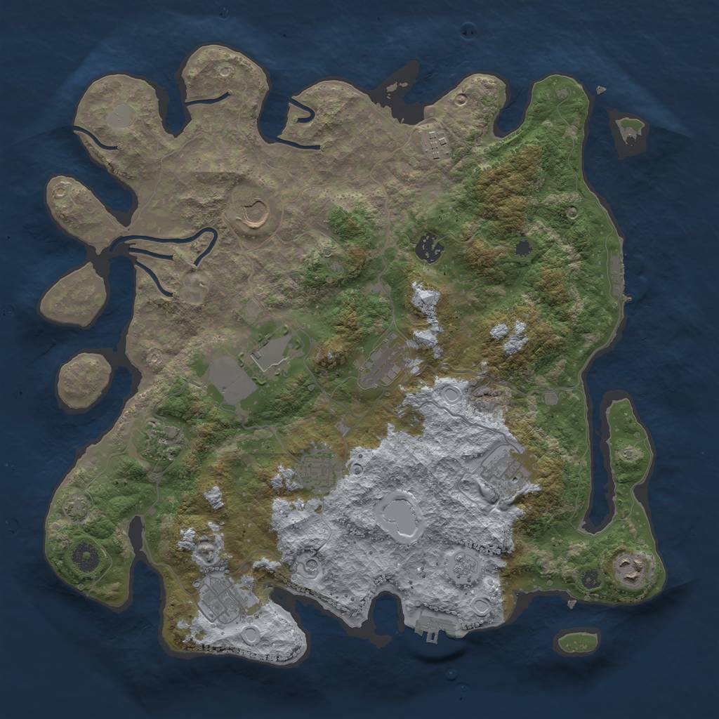Rust Map: Procedural Map, Size: 3900, Seed: 443782658, 18 Monuments