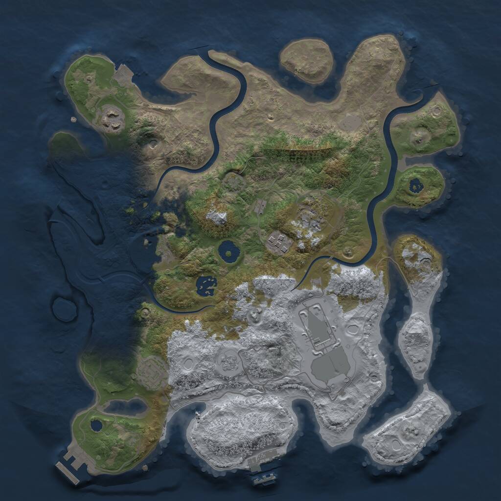 Rust Map: Procedural Map, Size: 3500, Seed: 127516, 13 Monuments