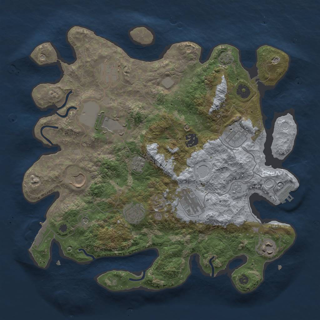 Rust Map: Procedural Map, Size: 3500, Seed: 45773163, 17 Monuments