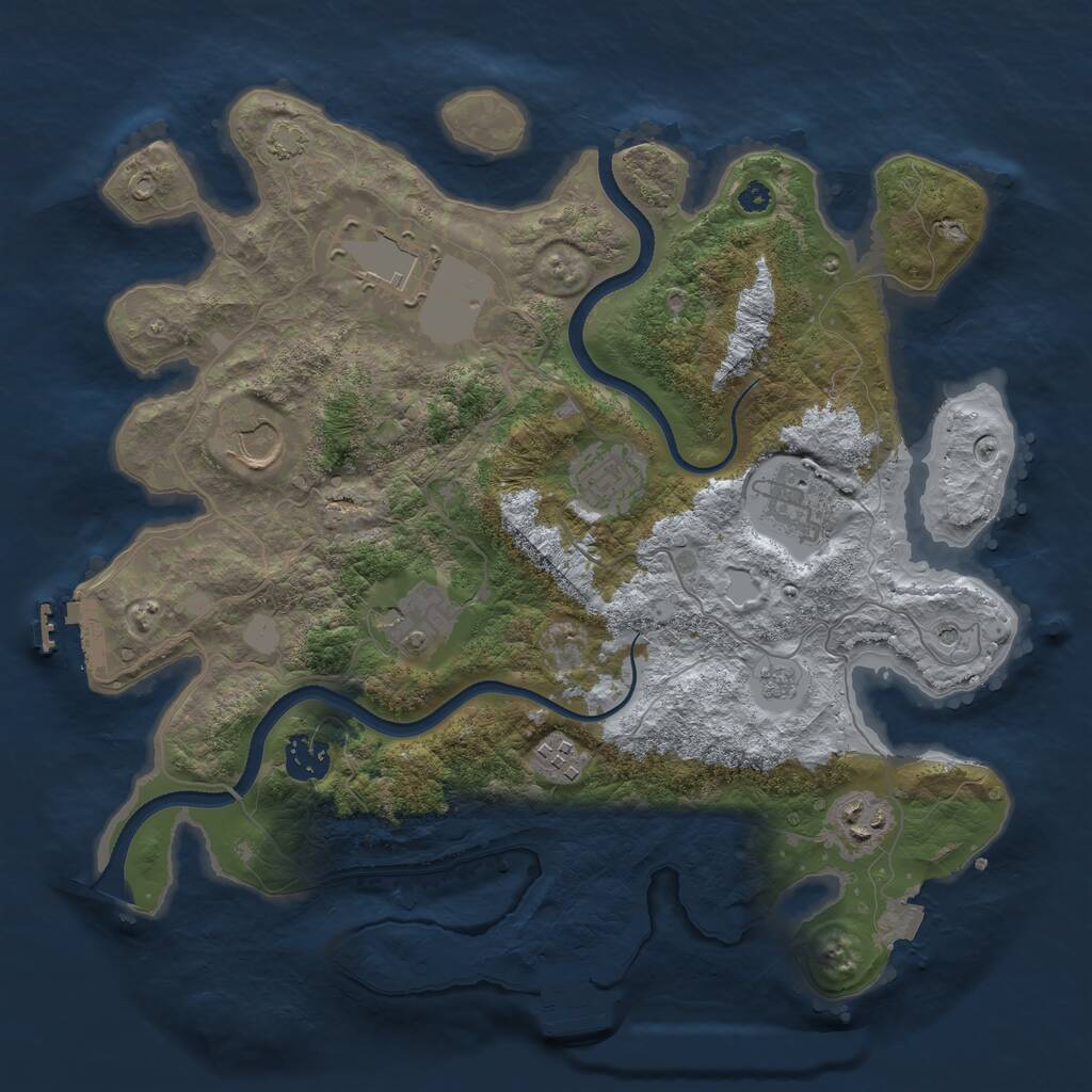 Rust Map: Procedural Map, Size: 3500, Seed: 45773163, 14 Monuments
