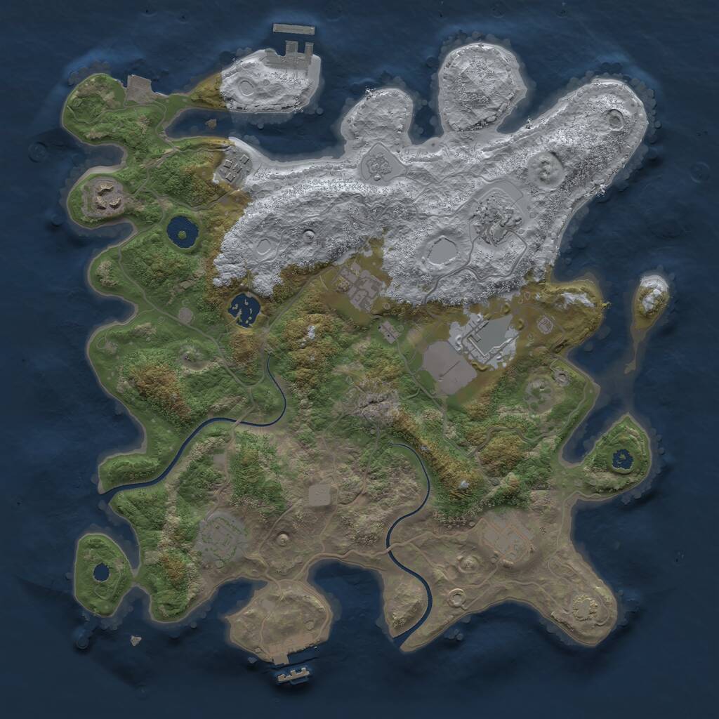 Rust Map: Procedural Map, Size: 3500, Seed: 23263359, 13 Monuments