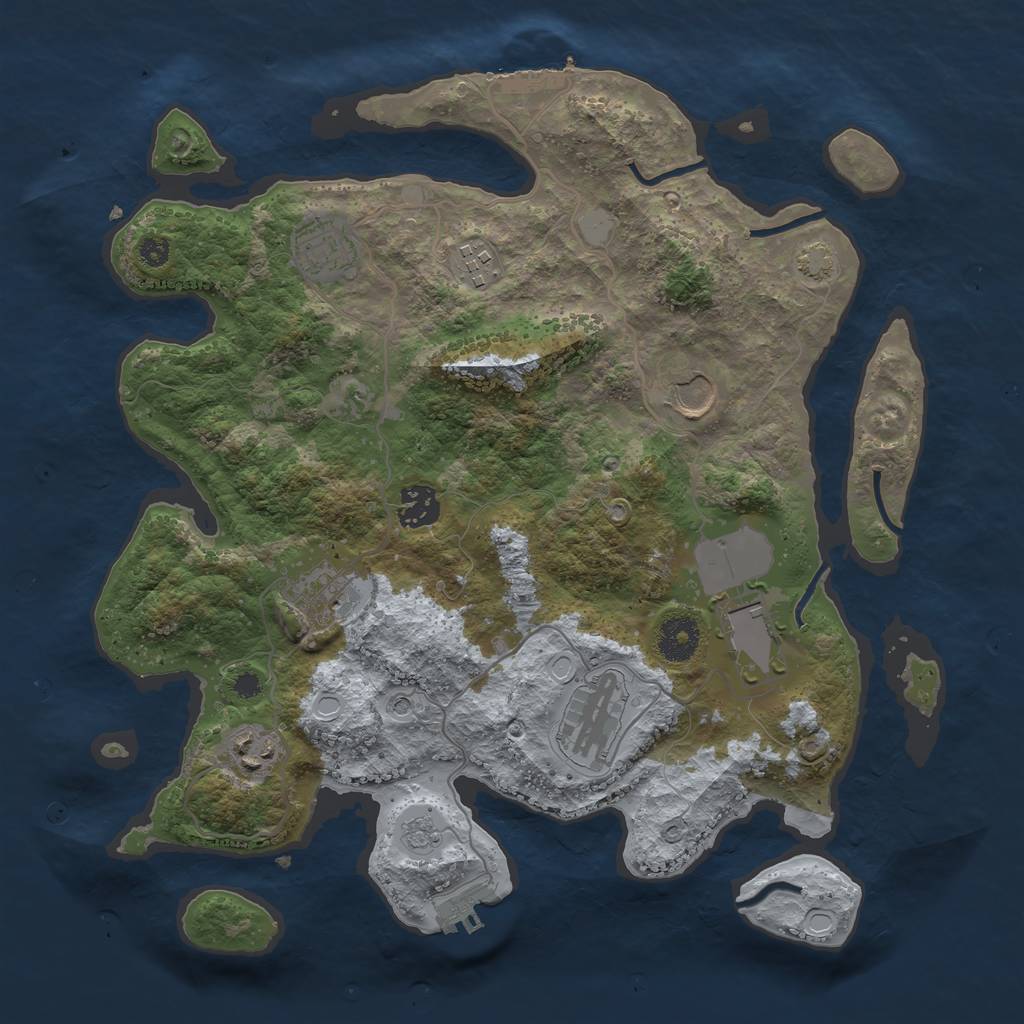 Rust Map: Procedural Map, Size: 3500, Seed: 32786221, 16 Monuments