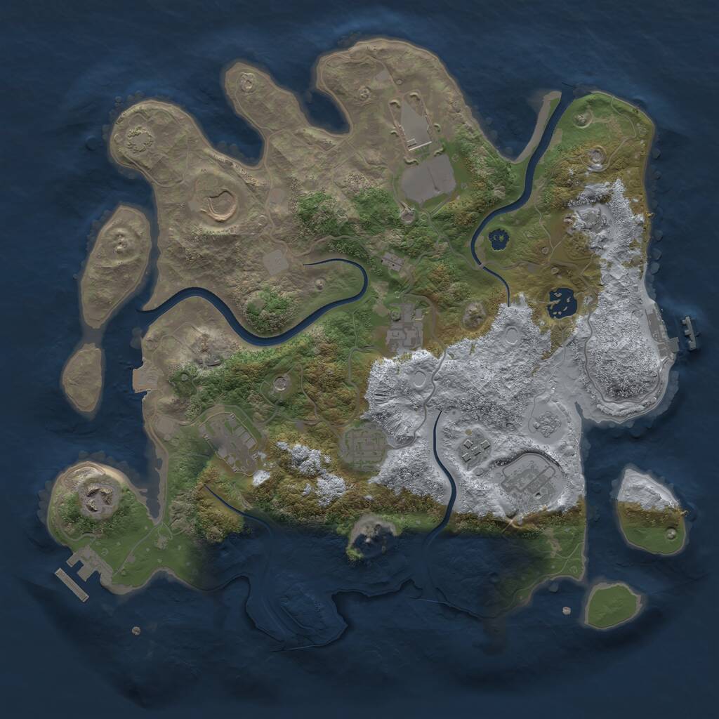 Rust Map: Procedural Map, Size: 3500, Seed: 23378865, 16 Monuments