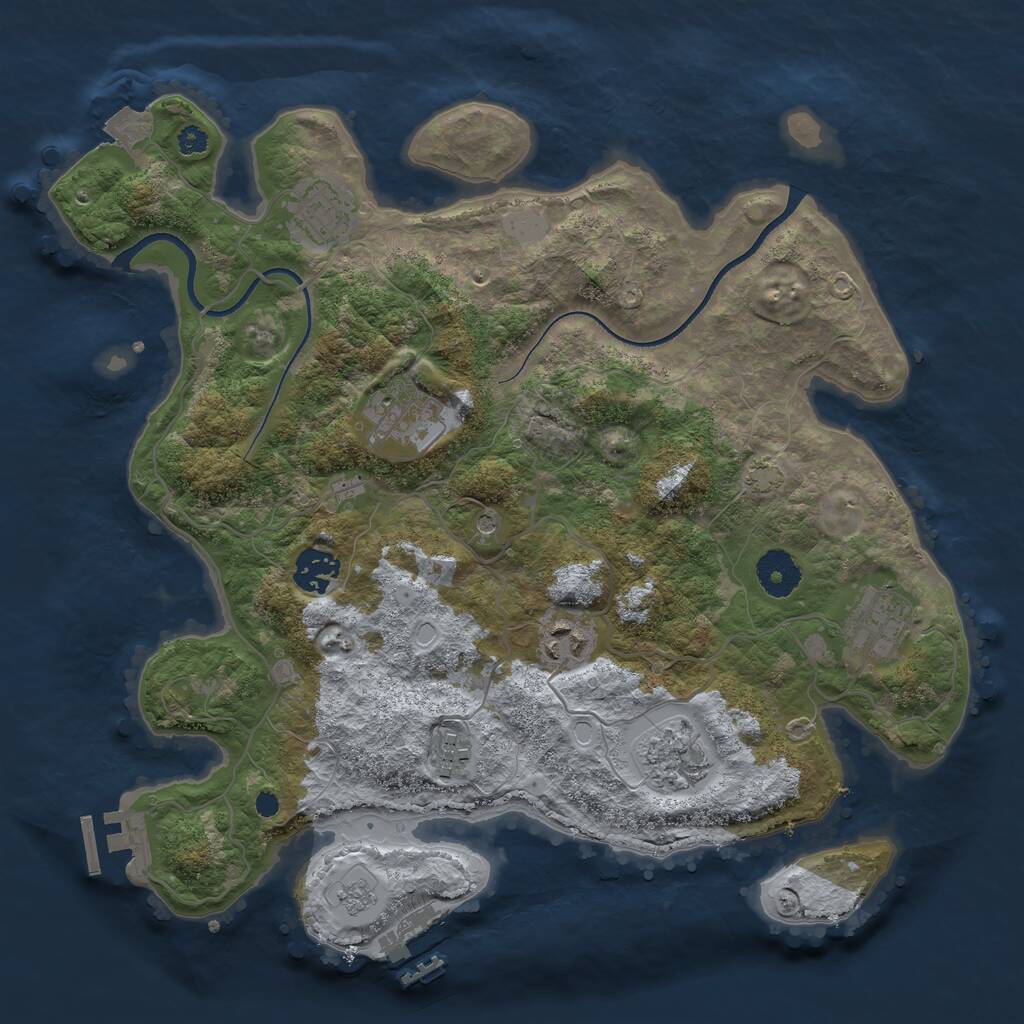 Rust Map: Procedural Map, Size: 3450, Seed: 86333473, 13 Monuments