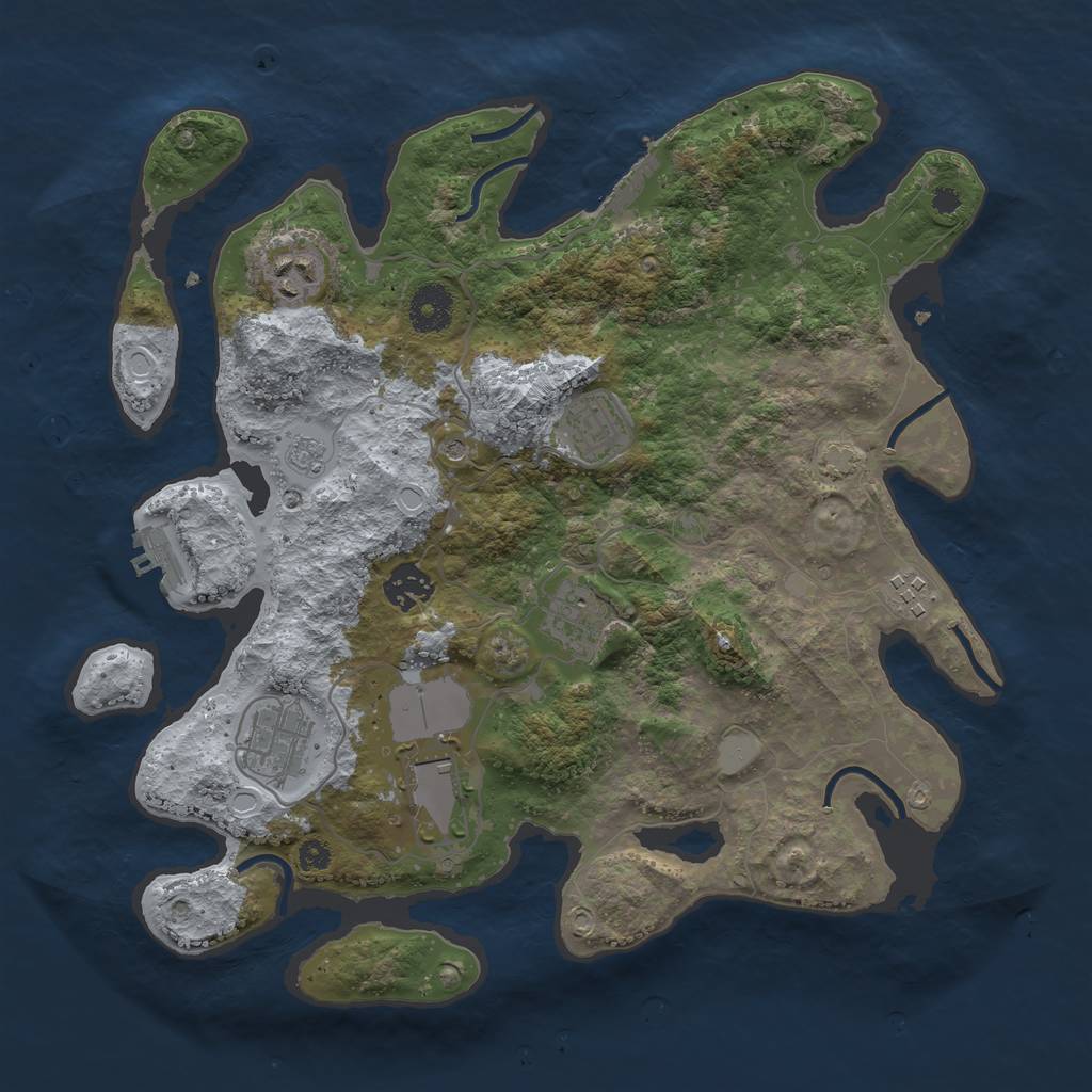 Rust Map: Procedural Map, Size: 3500, Seed: 523229351, 15 Monuments