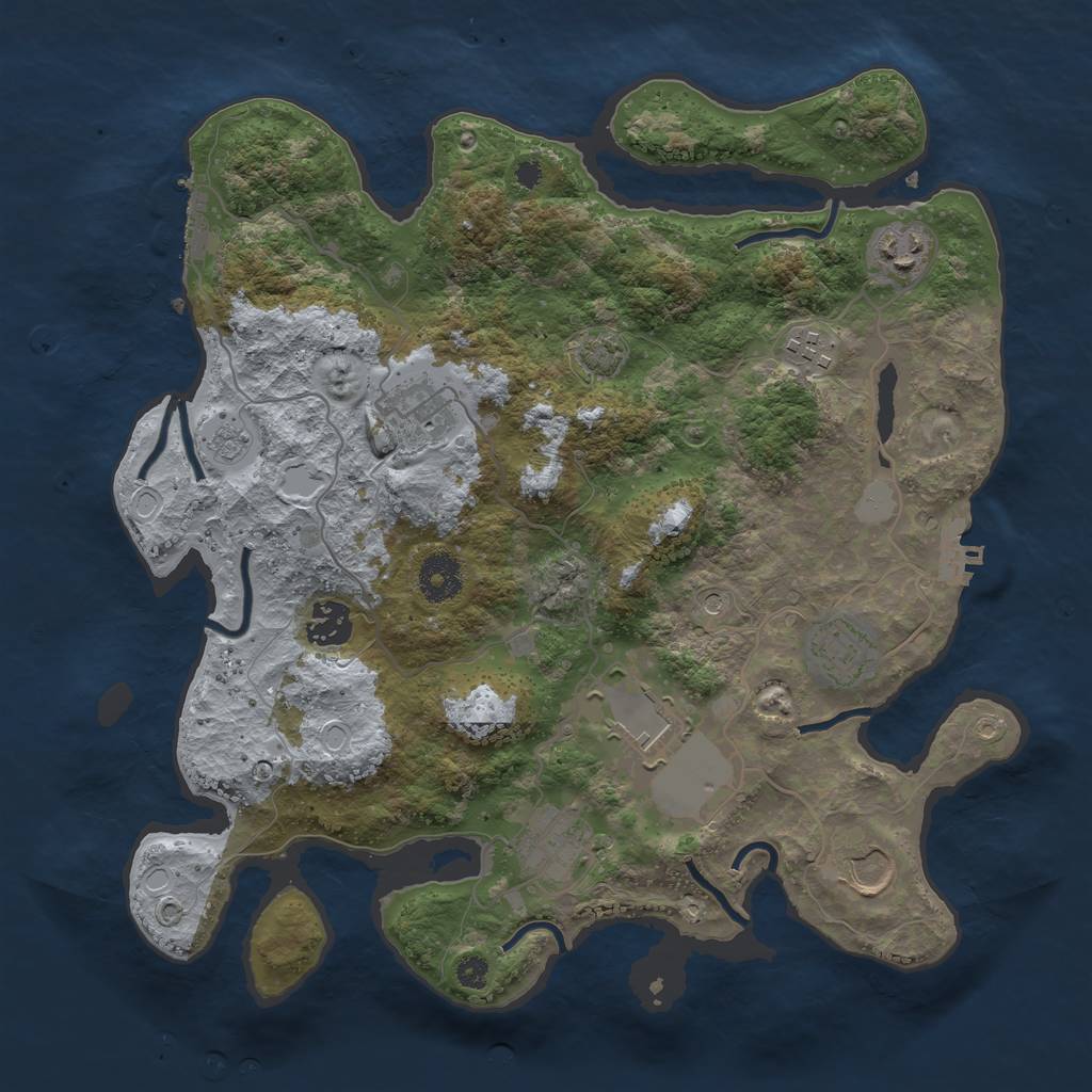 Rust Map: Procedural Map, Size: 3500, Seed: 202306166, 16 Monuments