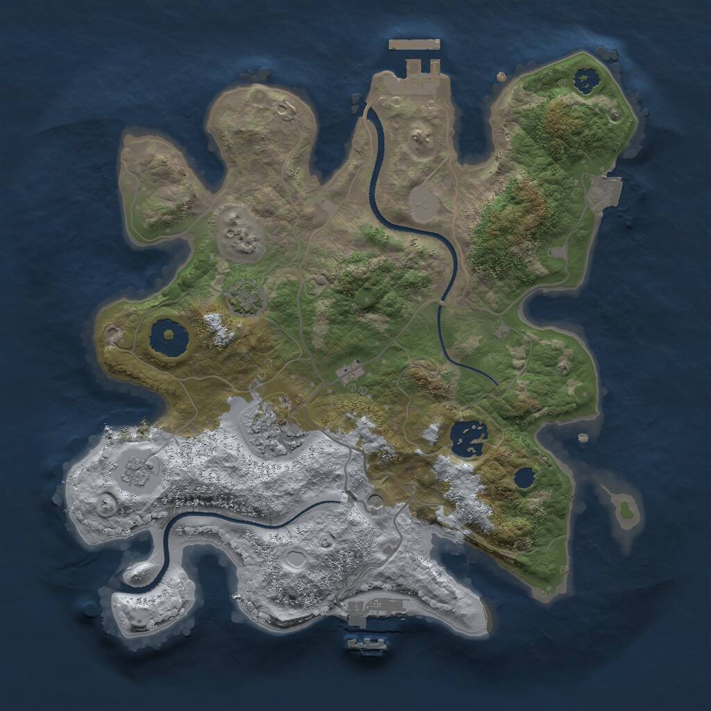 Rust Map: Procedural Map, Size: 2800, Seed: 1315883, 8 Monuments