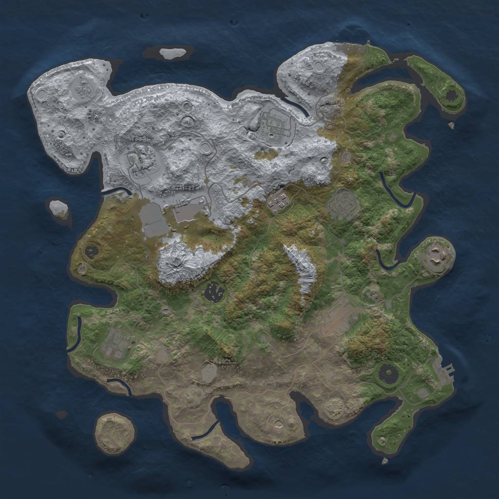 Rust Map: Procedural Map, Size: 3800, Seed: 223357, 17 Monuments